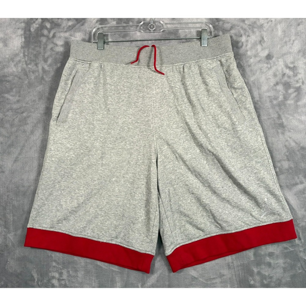 Nike Air Jordan Gym Fleece Shorts Mens 3XL Big Tall Gray Red Basketball Cotton